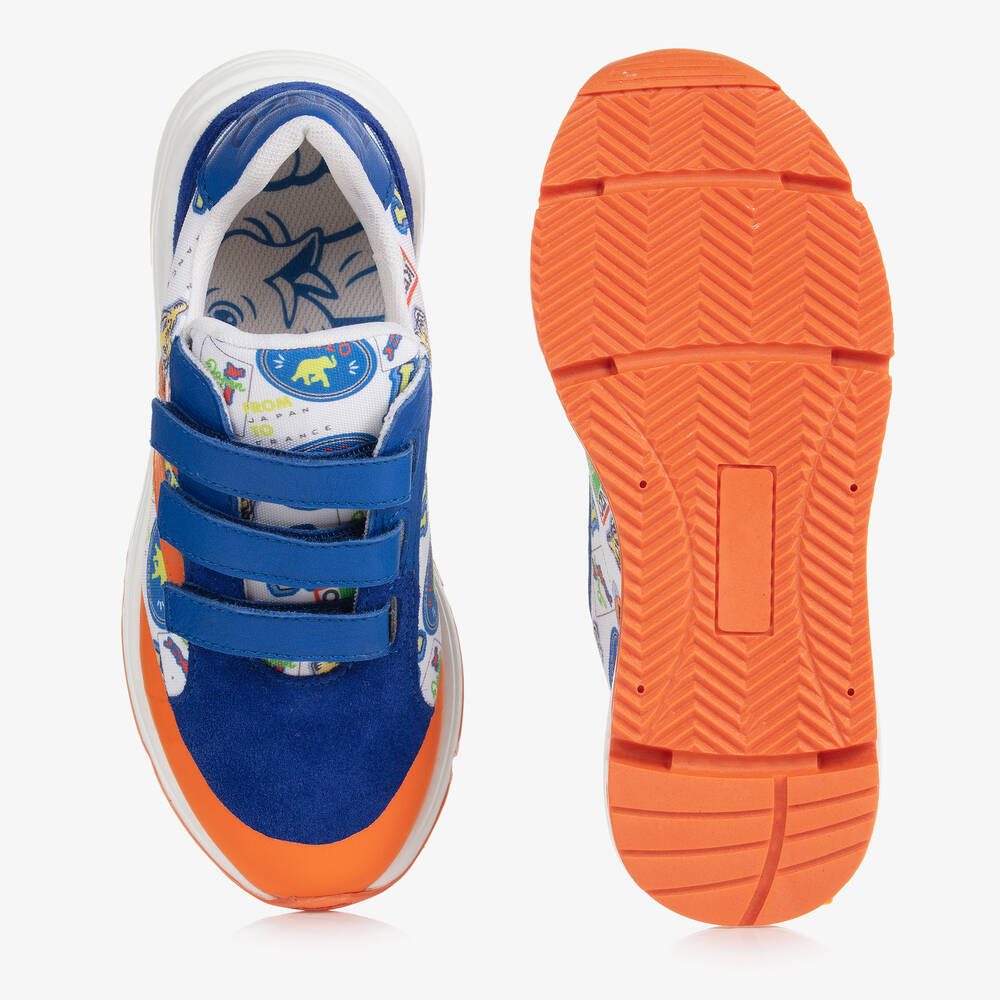 KENZO KIDS-Teen Blue Suede Velcro Trainers | Childrensalon Outlet