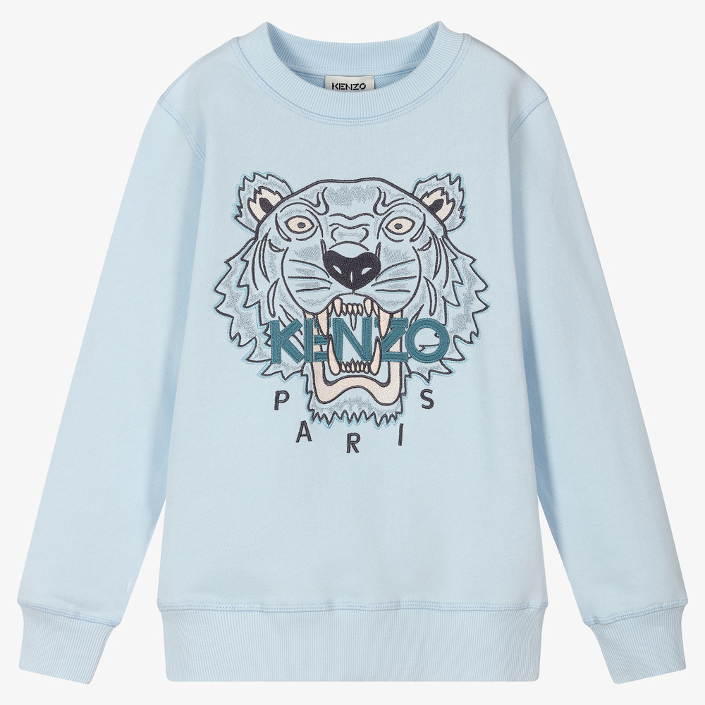 KENZO KIDS - سويتشيرت تينز ولادي قطن لون أزرق | Childrensalon