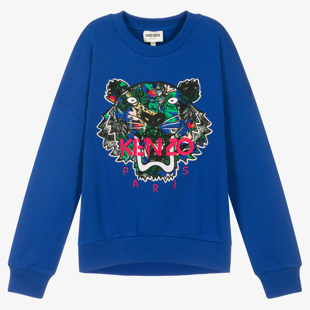 KENZO KIDS - Синий свитшот с тигром для подростков | Childrensalon