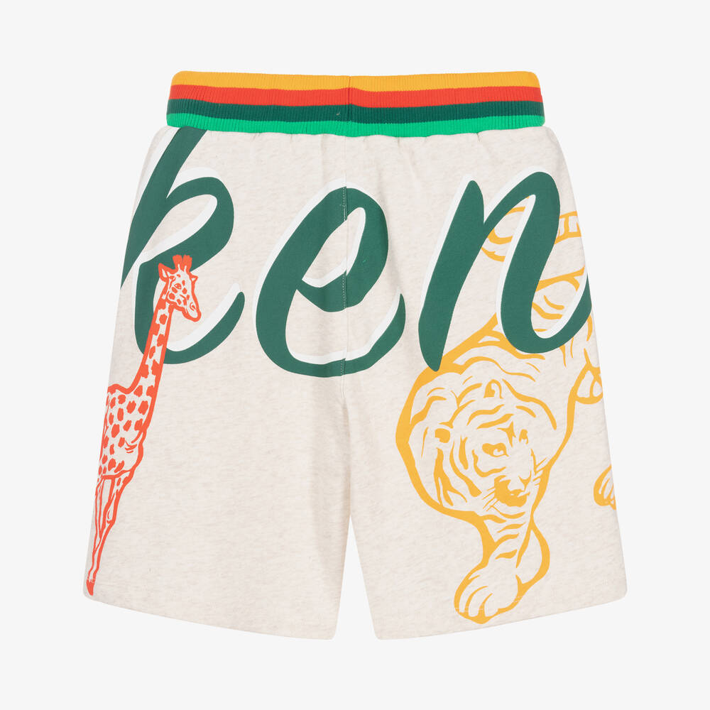 KENZO KIDS-Бежевые шорты с дикими животными | Childrensalon Outlet