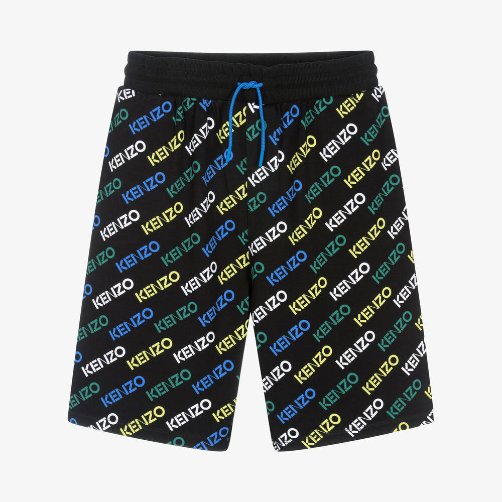 KENZO KIDS - Teen Boys Black Cotton Logo Shorts | Childrensalon