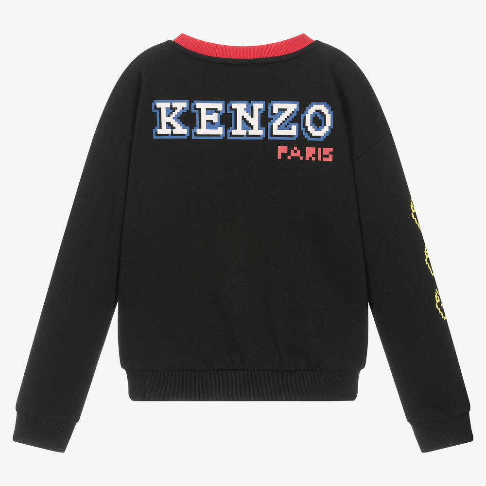 KENZO KIDS Teen Boys Black Jungle Animals Sweatshirt Childrensalon Outlet
