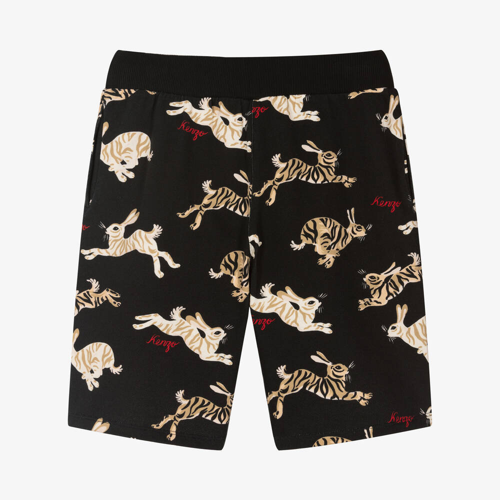 KENZO KIDS-Черные шорты из джерси с зайцами | Childrensalon Outlet