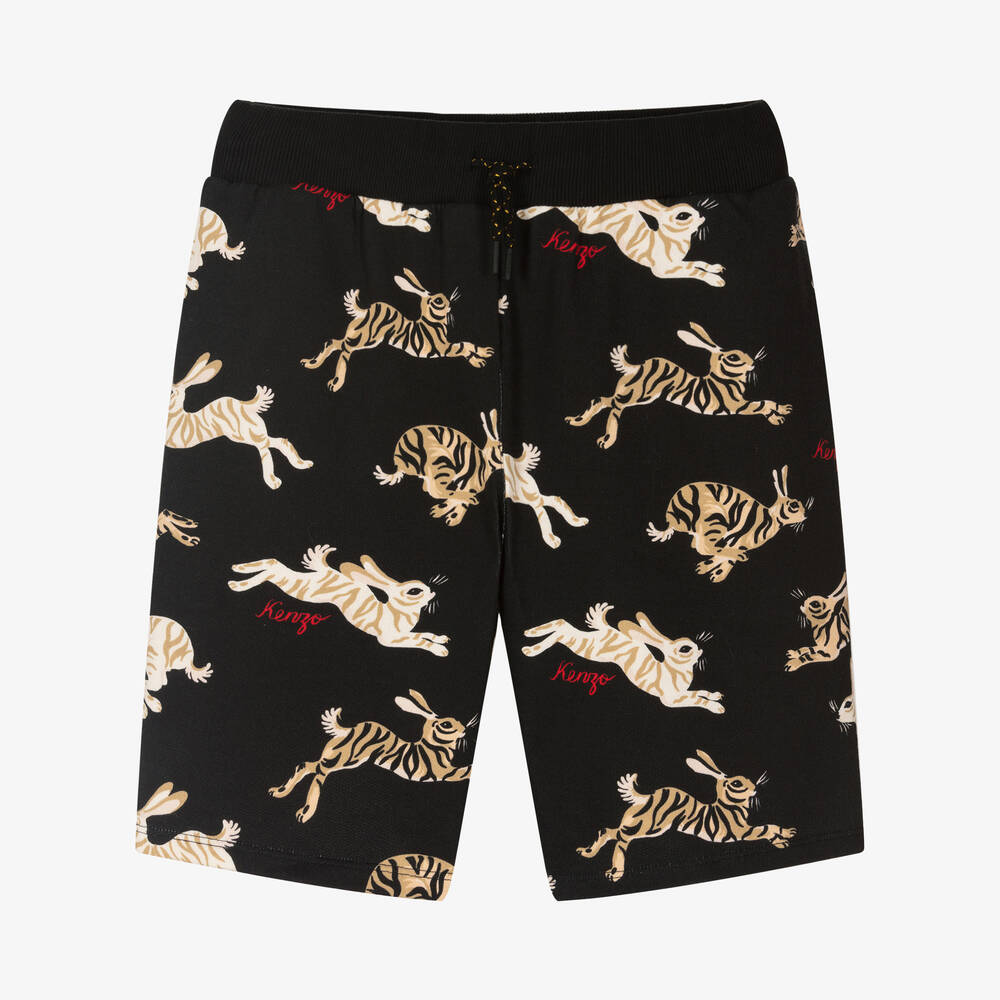 KENZO KIDS - Schwarze Teen Hasen-Jersey-Shorts | Childrensalon