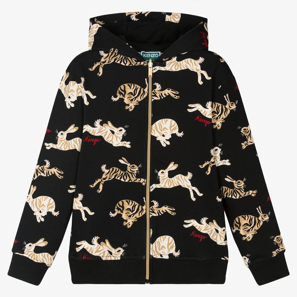 KENZO KIDS - Schwarze Teen Hasen-Kapuzenjacke | Childrensalon