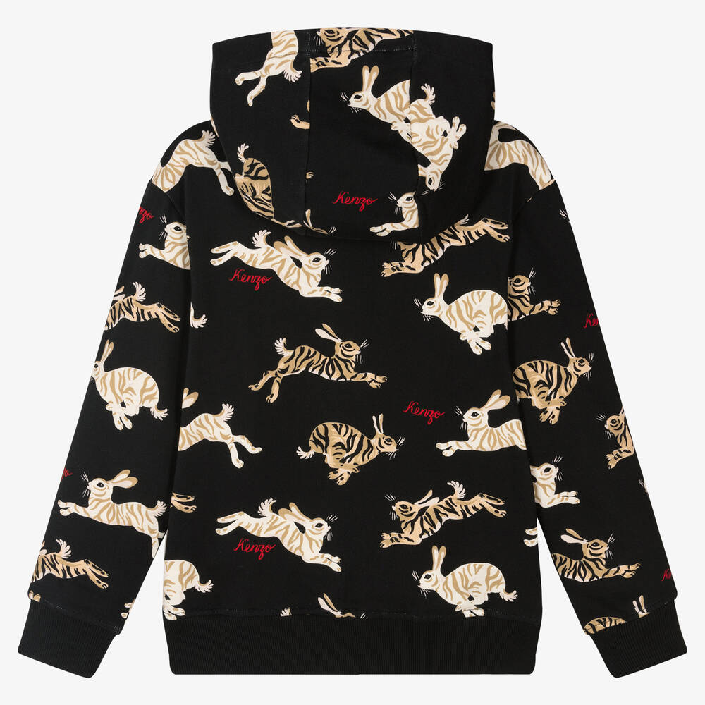 KENZO KIDS-توب هودي تينز ولادي قطن لون أسود | Childrensalon Outlet