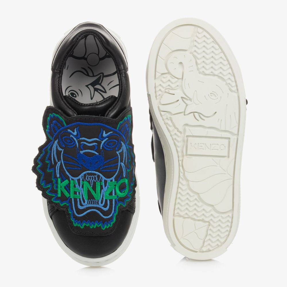 KENZO KIDS Teen Boys Black Tiger Trainers Childrensalon Outlet