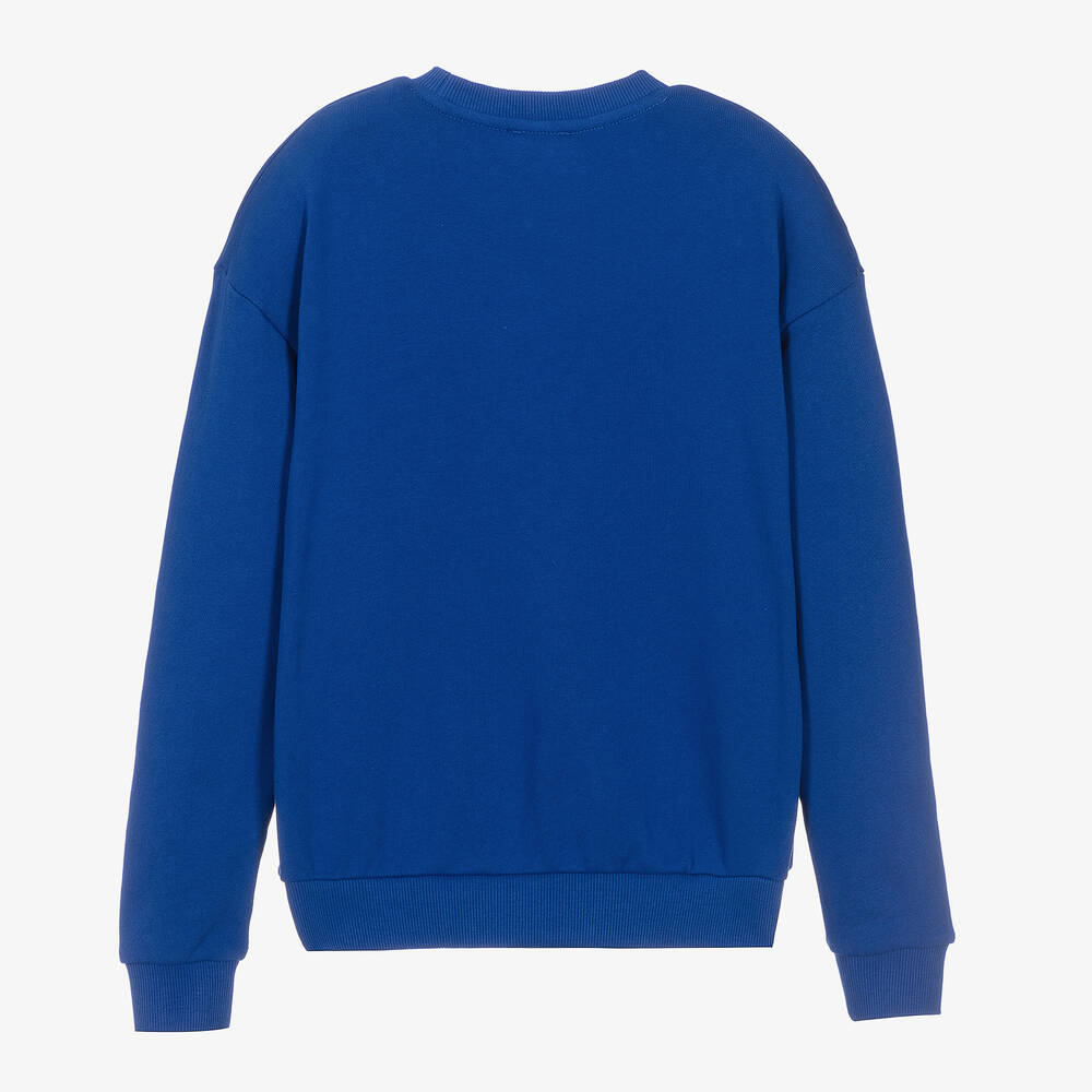 KENZO KIDS-سويتشيرت قطن جيرسي لون أزرق تينز ولادي | Childrensalon Outlet