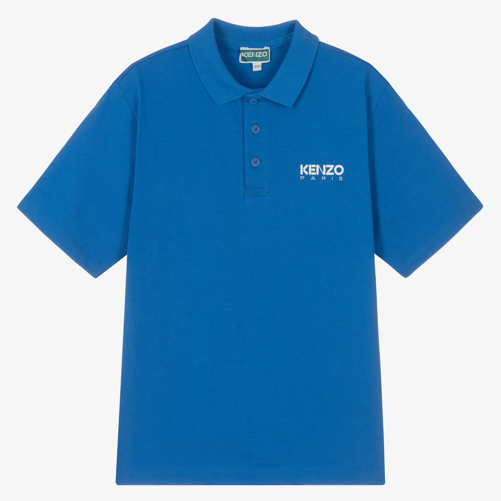 KENZO KIDS - Polo bleu en coton ado garçon | Childrensalon