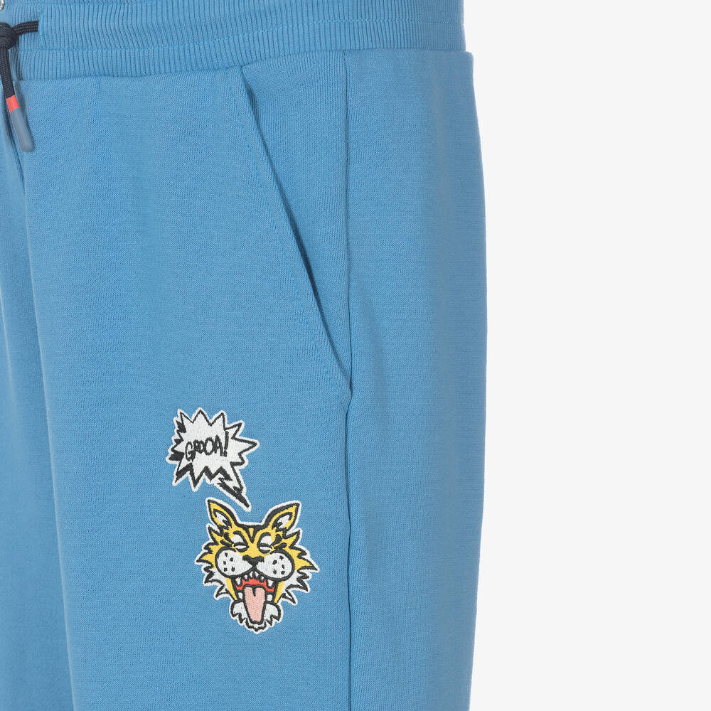 KENZO KIDS-جوغرز قطن جيرسي مطرز لون أزرق للمراهقين | Childrensalon Outlet