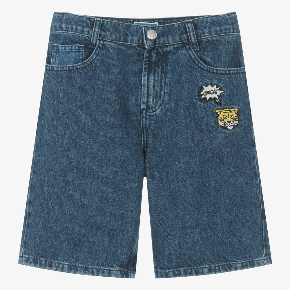 Denim embroidered shorts online