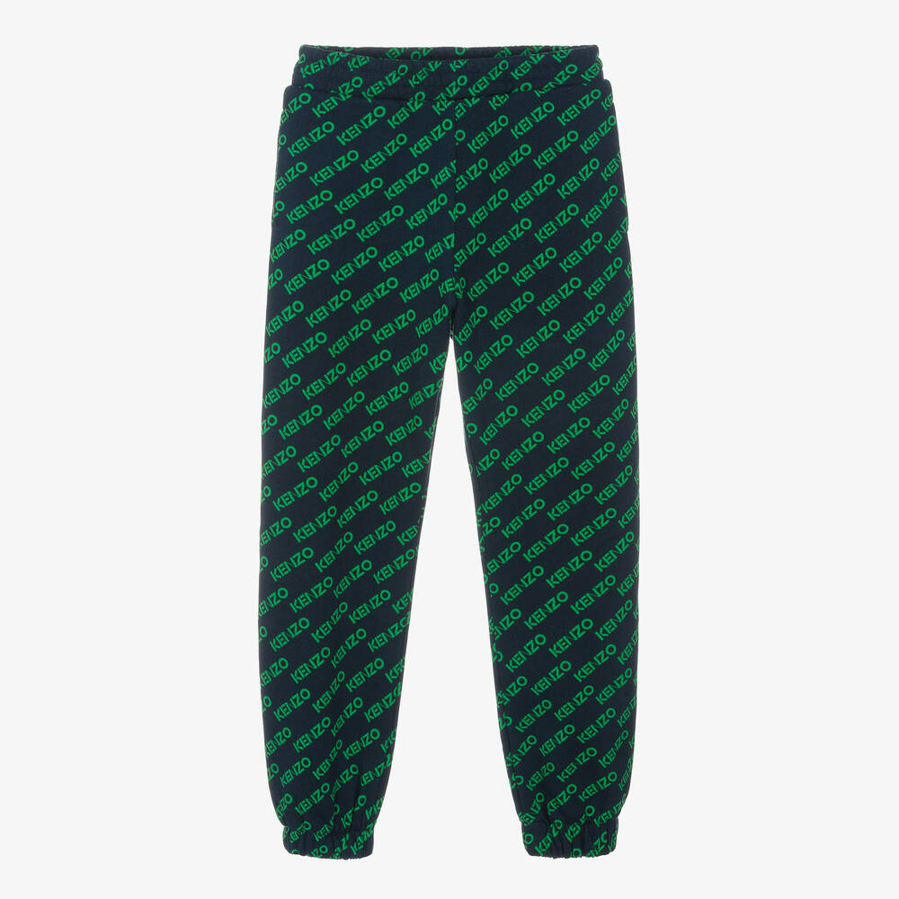 KENZO KIDS - Teen Boys Blue & Green Cotton Joggers | Childrensalon