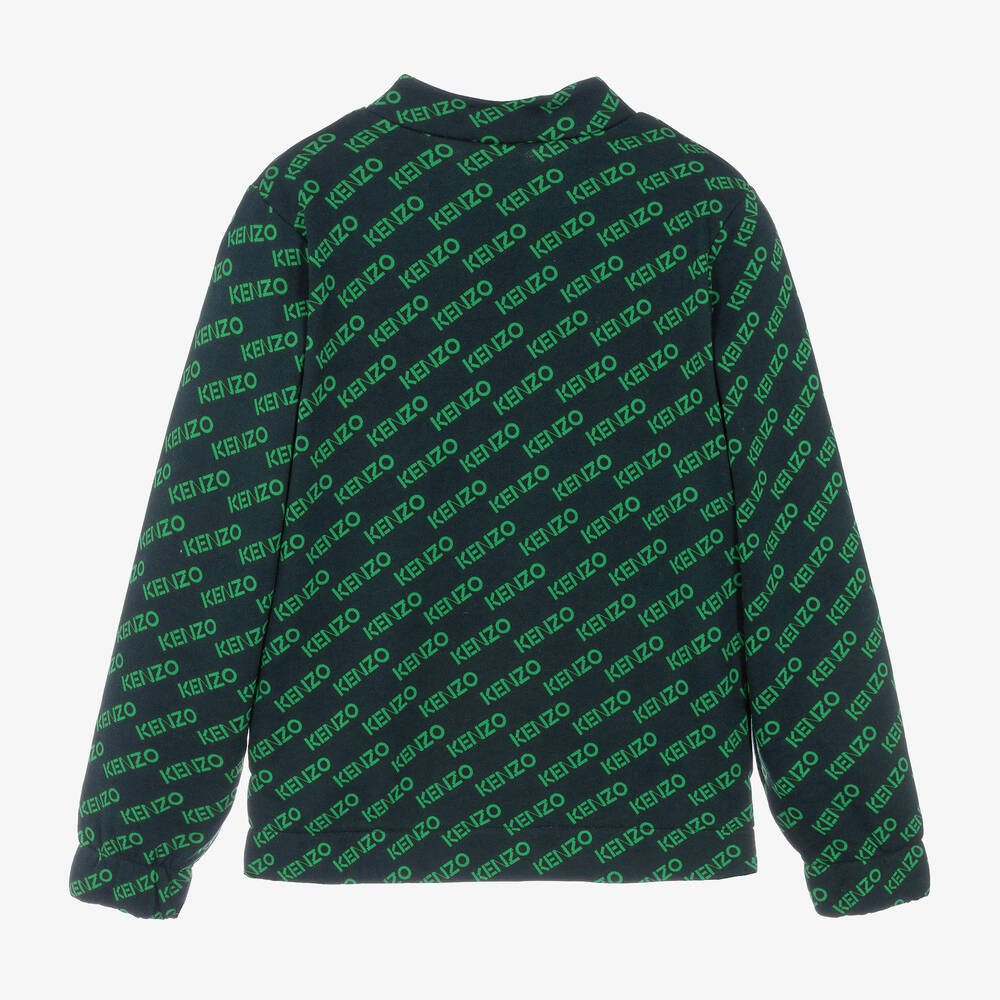 KENZO KIDS-توب بسحّاب تينز ولادي قطن لون كحلي وأخضر | Childrensalon Outlet