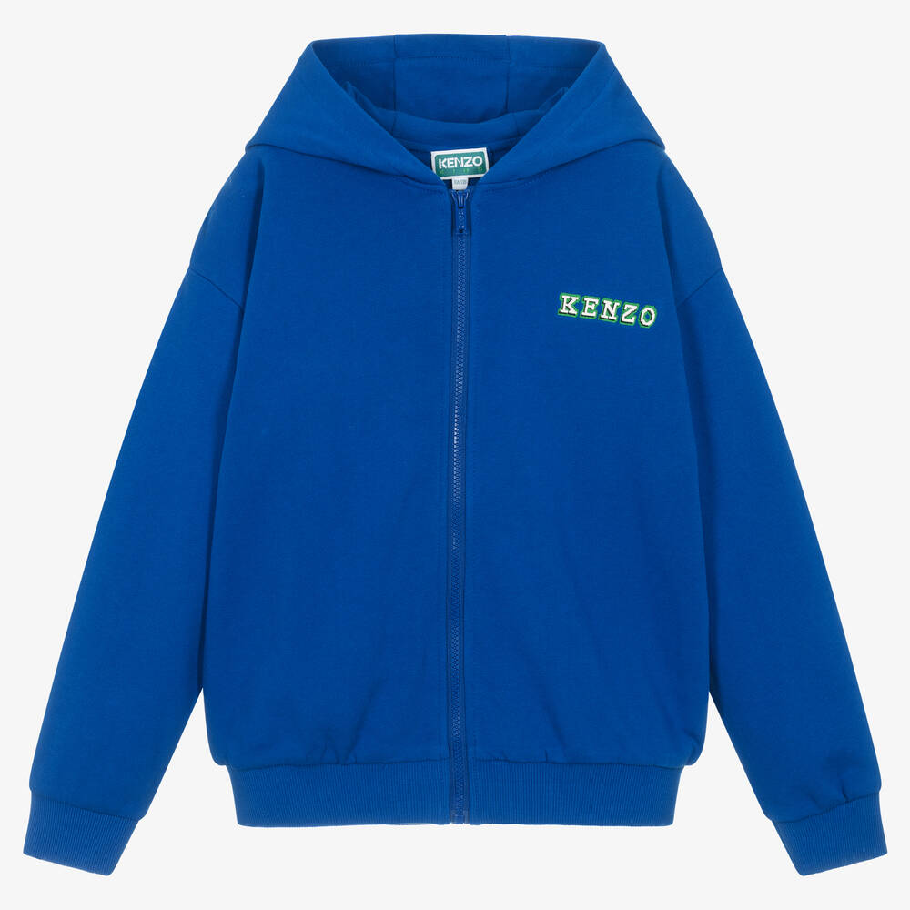 KENZO KIDS - Teen Boys Blue Jungle Animals Zip-Up Top | Childrensalon