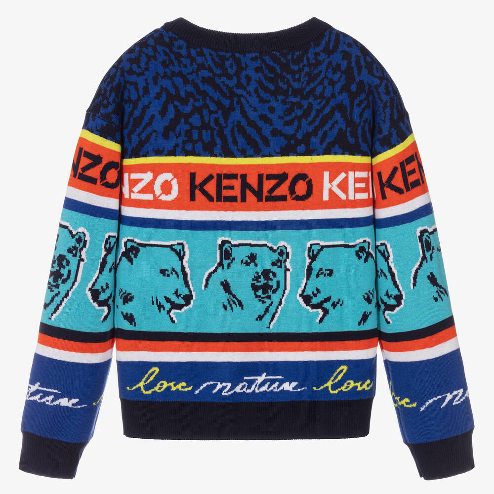 KENZO KIDS Teen Boys Blue Logo Sweater Childrensalon Outlet