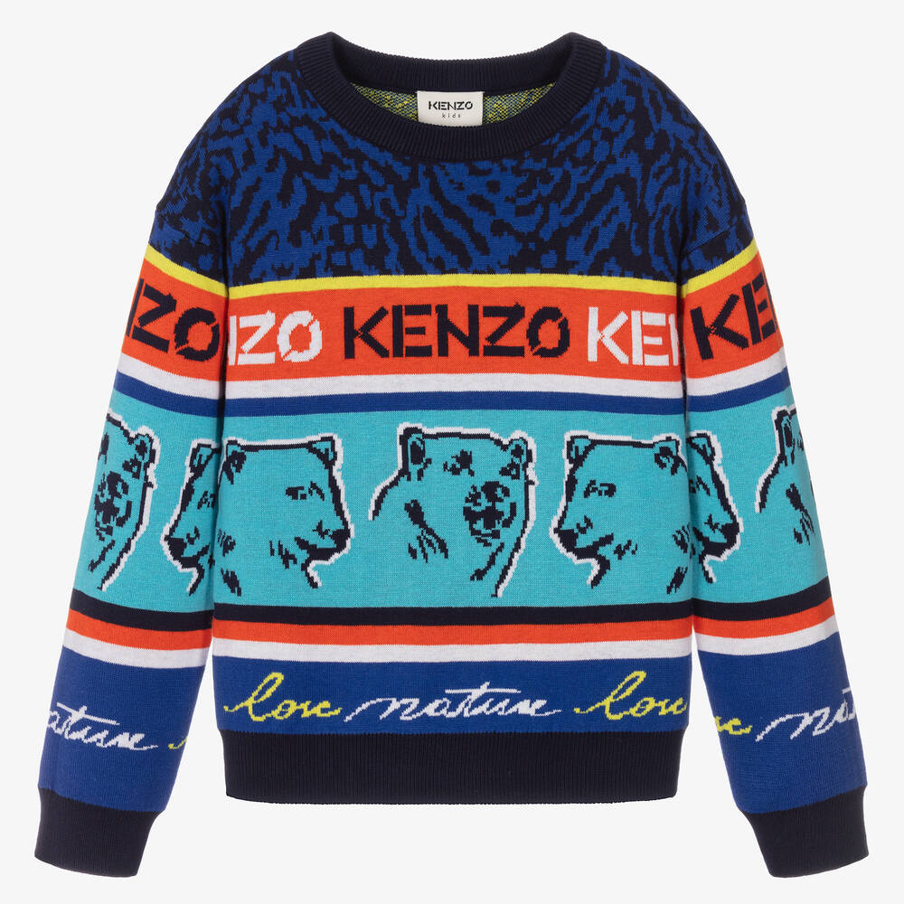 KENZO KIDS - Teen Boys Blue Logo Sweater | Childrensalon