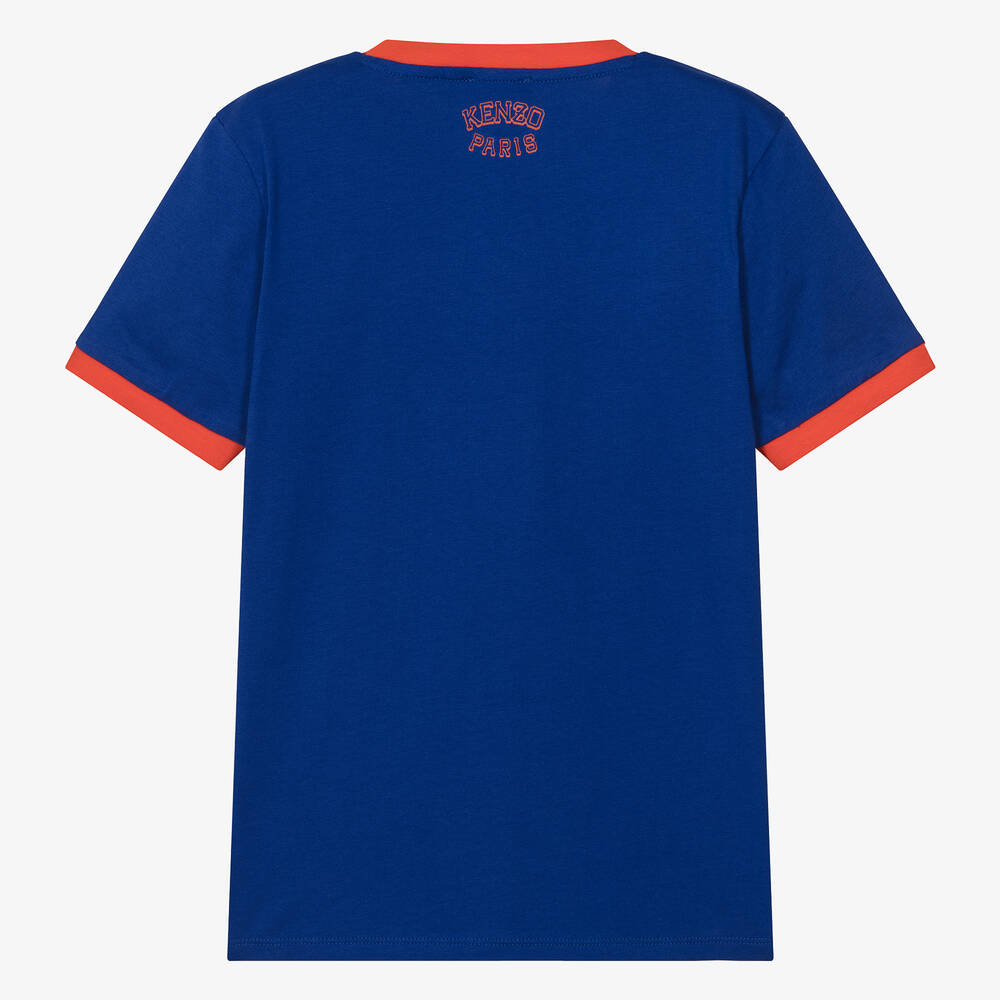 KENZO KIDS Teen Boys Blue Organic Cotton T Shirt Childrensalon Outlet