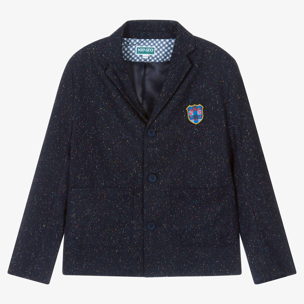 KENZO KIDS - Teen Boys Blue Speckled Wool Blazer | Childrensalon