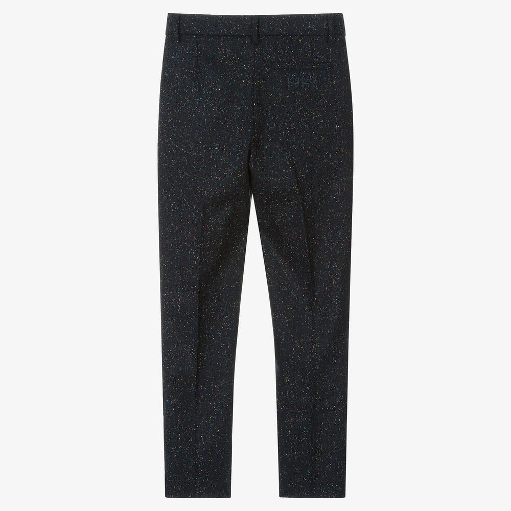 KENZO KIDS-بنطلون مزيج صوف لون كحلي تينز ولادي | Childrensalon Outlet