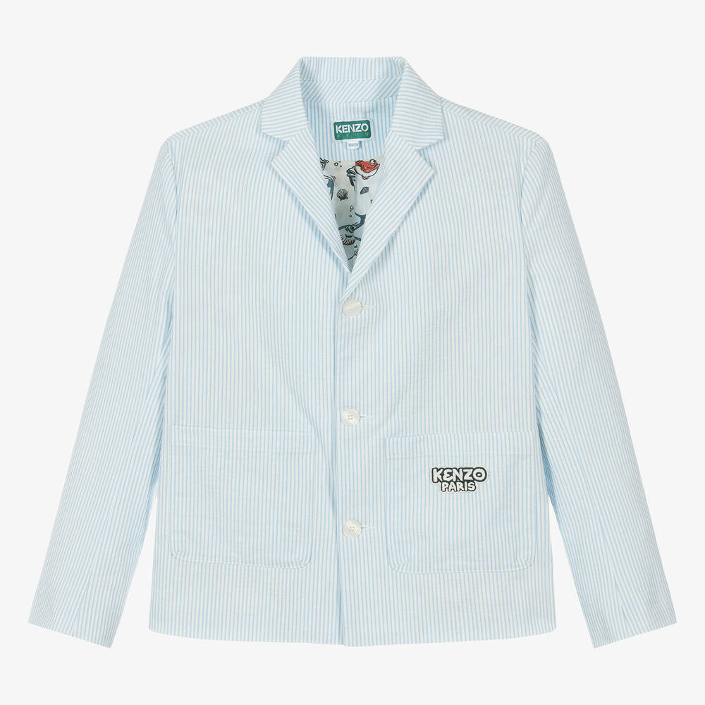 KENZO KIDS-Teen Boys Blue Stripe Cotton Blazer | Childrensalon Outlet