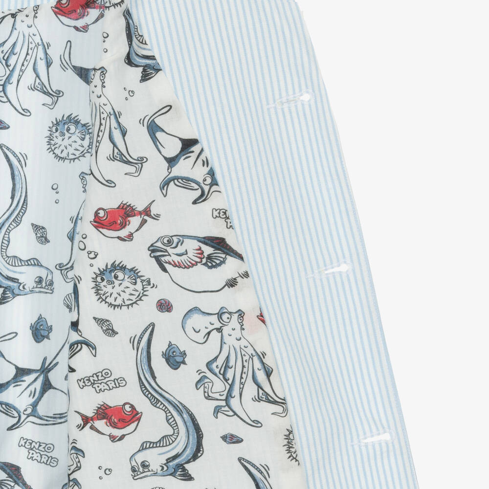 كينزو كيدز-جاكيت بلايزر مزيج قطن مقلم لون عاجي للمراهقين | Childrensalon Outlet