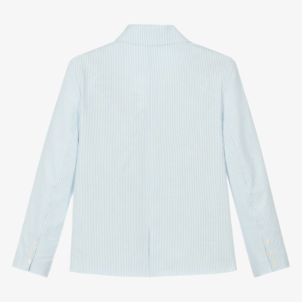 كينزو كيدز-جاكيت بلايزر مزيج قطن مقلم لون عاجي للمراهقين | Childrensalon Outlet