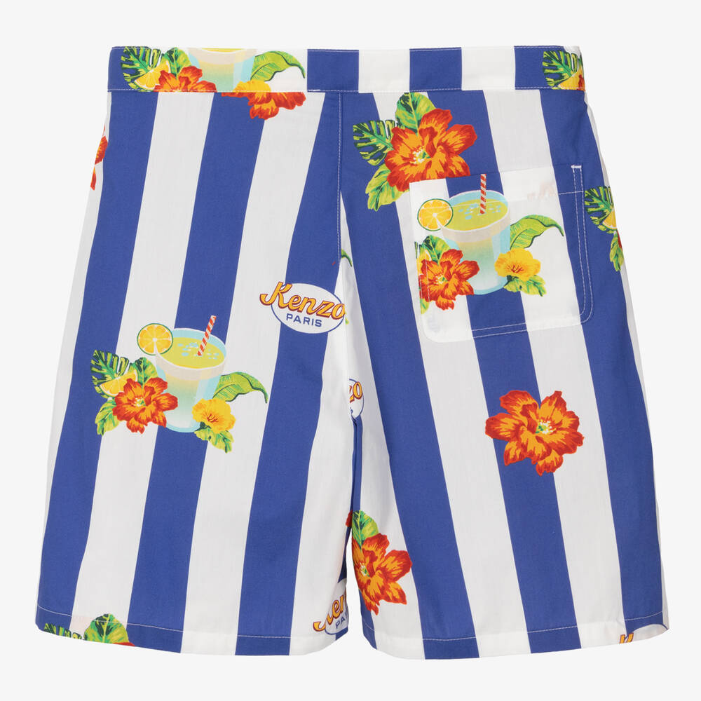 كينزو كيدز-شورت قطن مقلم لون أزرق للمراهقين | Childrensalon Outlet