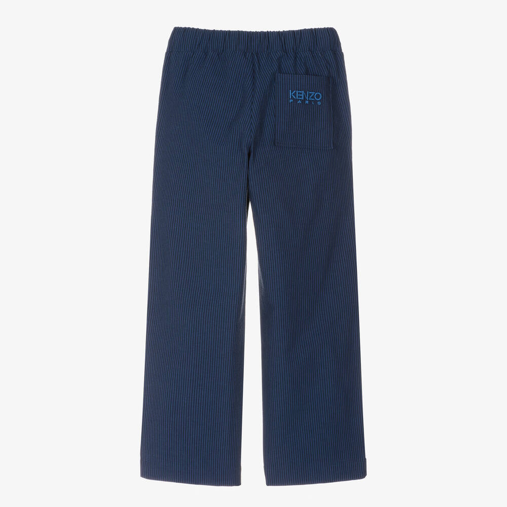KENZO KIDS-Синие хлопковые брюки в тонкую полоску | Childrensalon Outlet