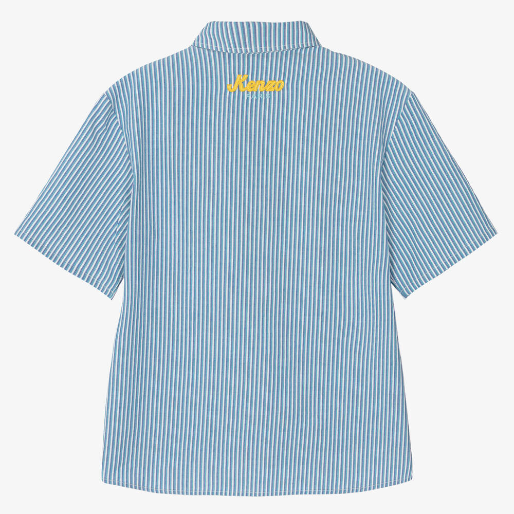 KENZO KIDS-Teen Boys Blue Striped Shirt | Childrensalon Outlet
