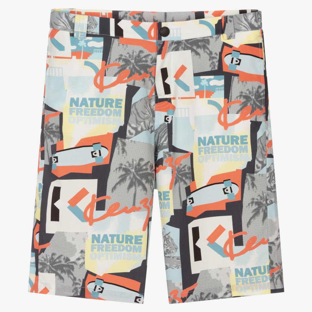 KENZO KIDS-Синие шорты с тиграми для мальчиков-подростков | Childrensalon Outlet
