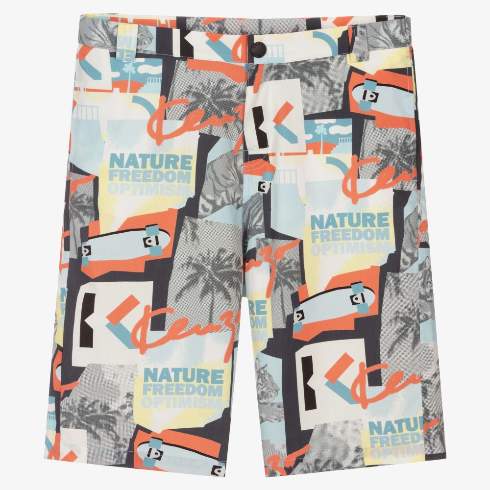 KENZO KIDS - Teen Boys Blue Tiger Shorts | Childrensalon