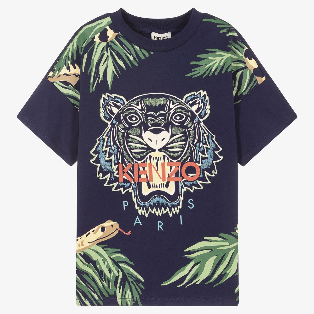 KENZO KIDS - Blaues Teen Tiger-T-Shirt (J) | Childrensalon