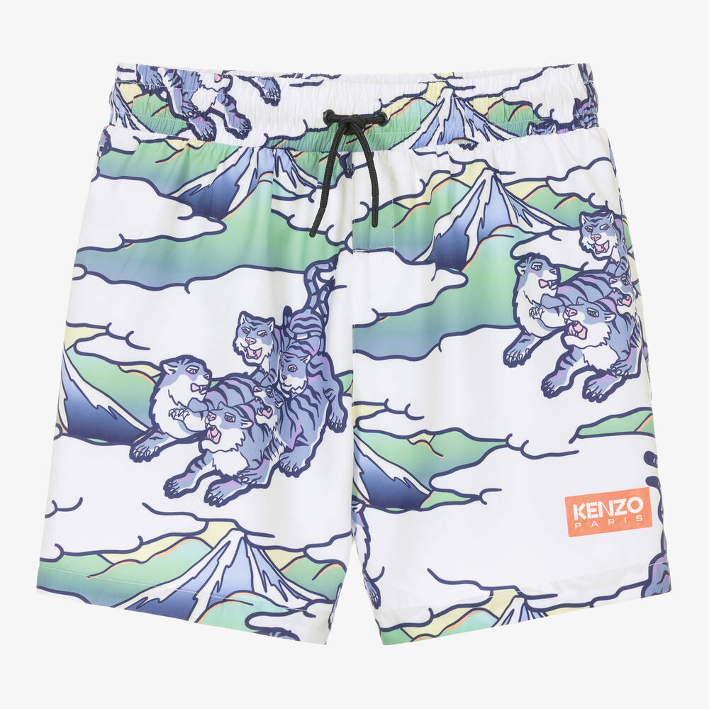 KENZO KIDS - Teen Badeshorts in Blau und Weiß | Childrensalon