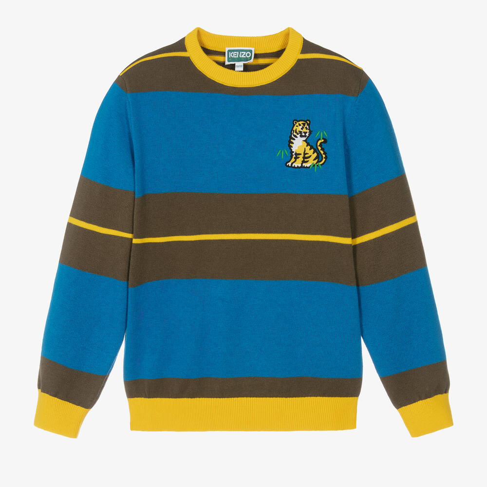 KENZO KIDS - Teen Boys Blue & Yellow KOTORA Sweater | Childrensalon