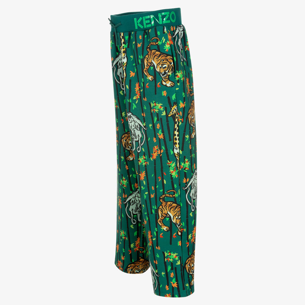 KENZO KIDS-Teen Boys Green Bamboo Print Trousers | Childrensalon Outlet