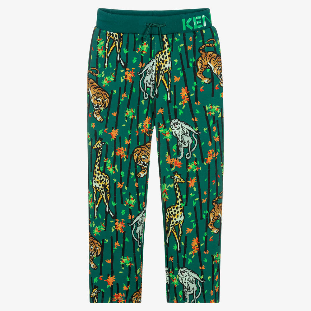 KENZO KIDS - Зеленые брюки с бамбуковым принтом | Childrensalon