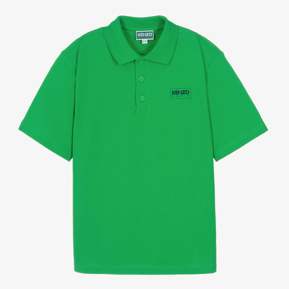 KENZO KIDS - Teen Boys Green Cotton Polo Shirt | Childrensalon