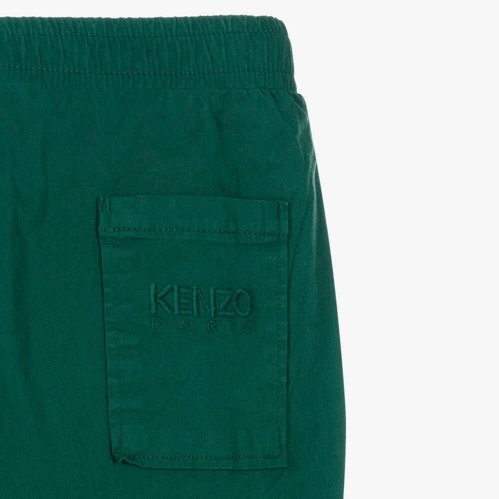 KENZO KIDS-Teen Boys Green Cotton Twill Trousers | Childrensalon Outlet