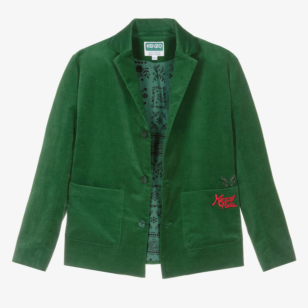 KENZO KIDS-جاكيت بلايزر تينز ولادي قطن لون أخضر | Childrensalon Outlet