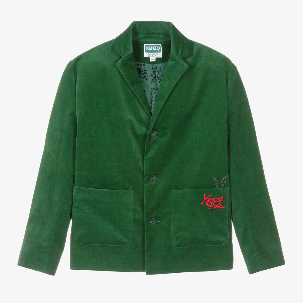 Boys green velvet blazer sale