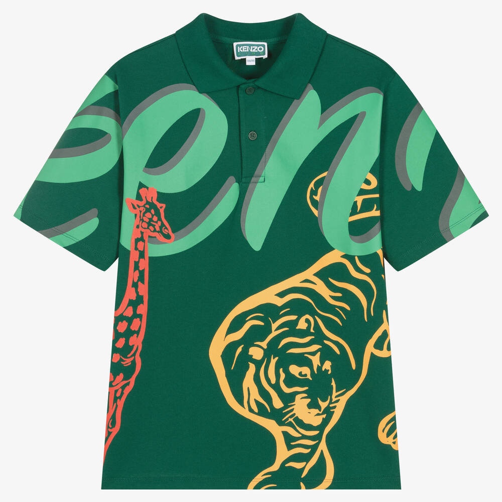 KENZO KIDS Teen Boys Green Polo Shirt Childrensalon Outlet