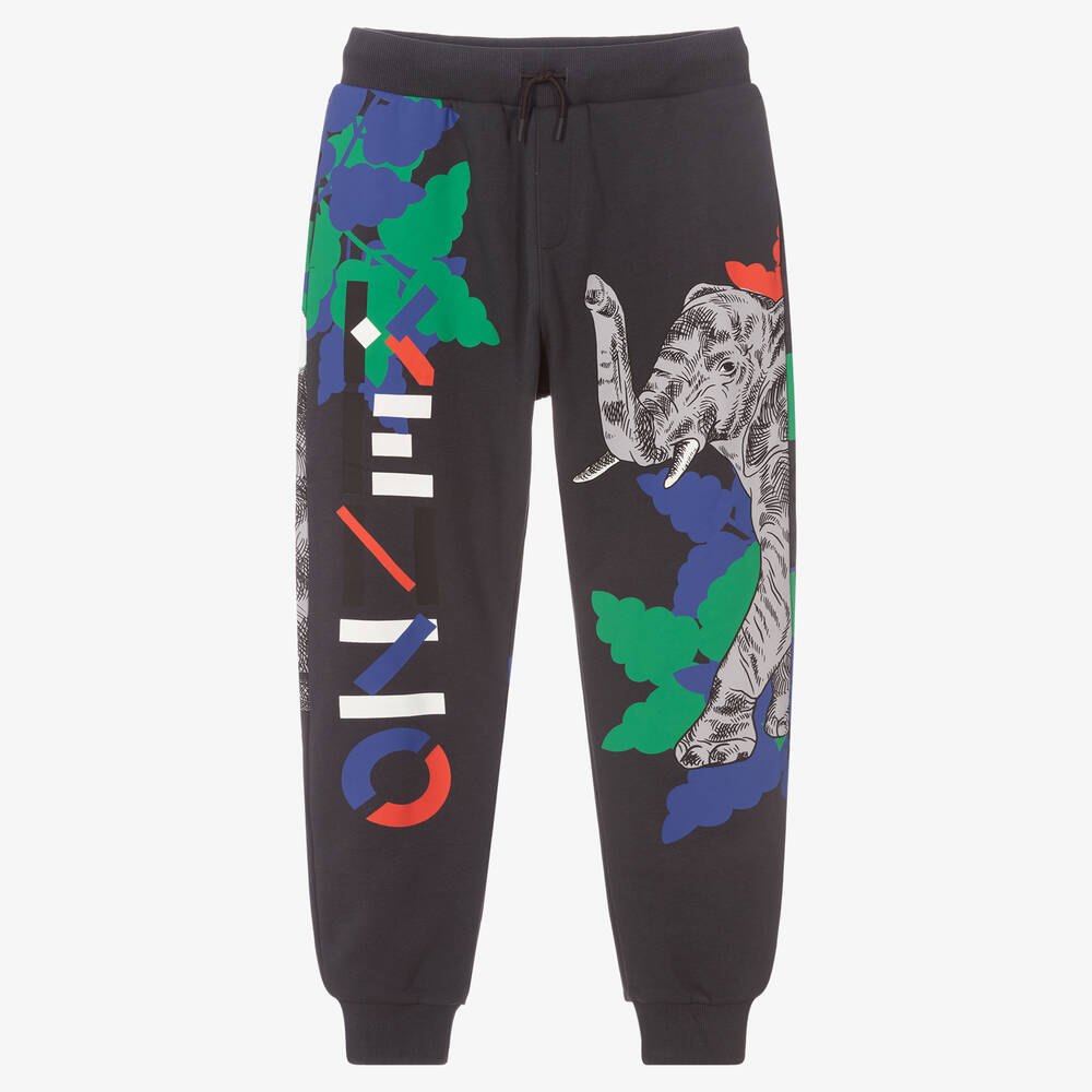 KENZO KIDS - Teen Boys Grey Cotton Joggers | Childrensalon