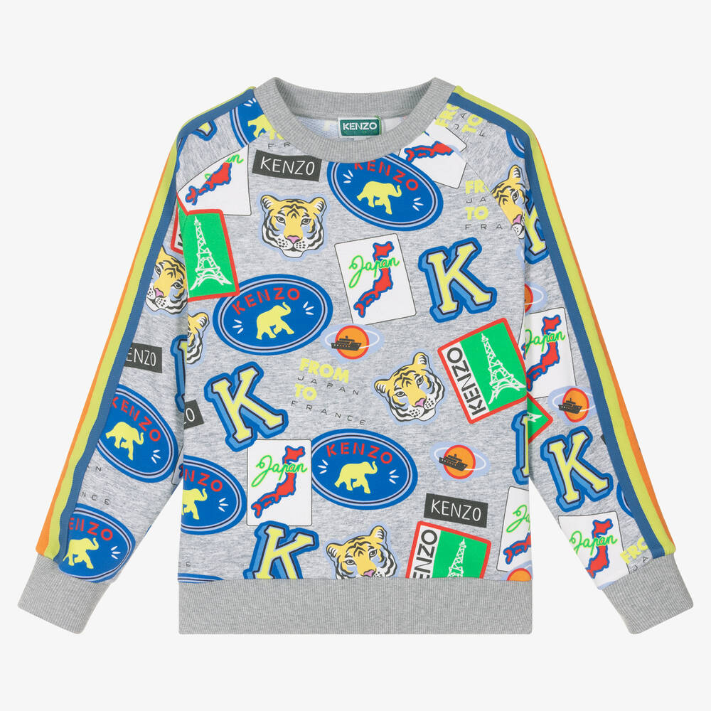 KENZO KIDS - Sweat gris en coton ado garçon | Childrensalon