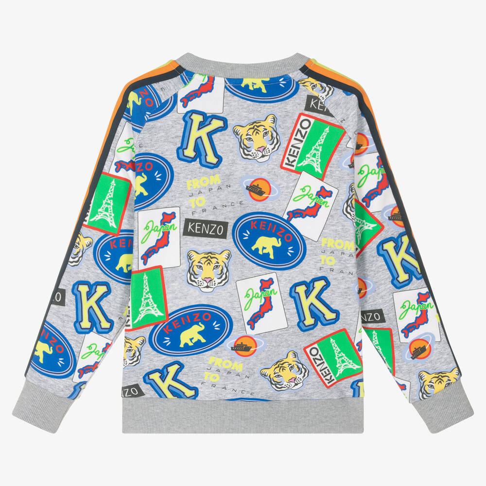 KENZO KIDS-Teen Boys Grey Cotton Logo Sweatshirt | Childrensalon Outlet