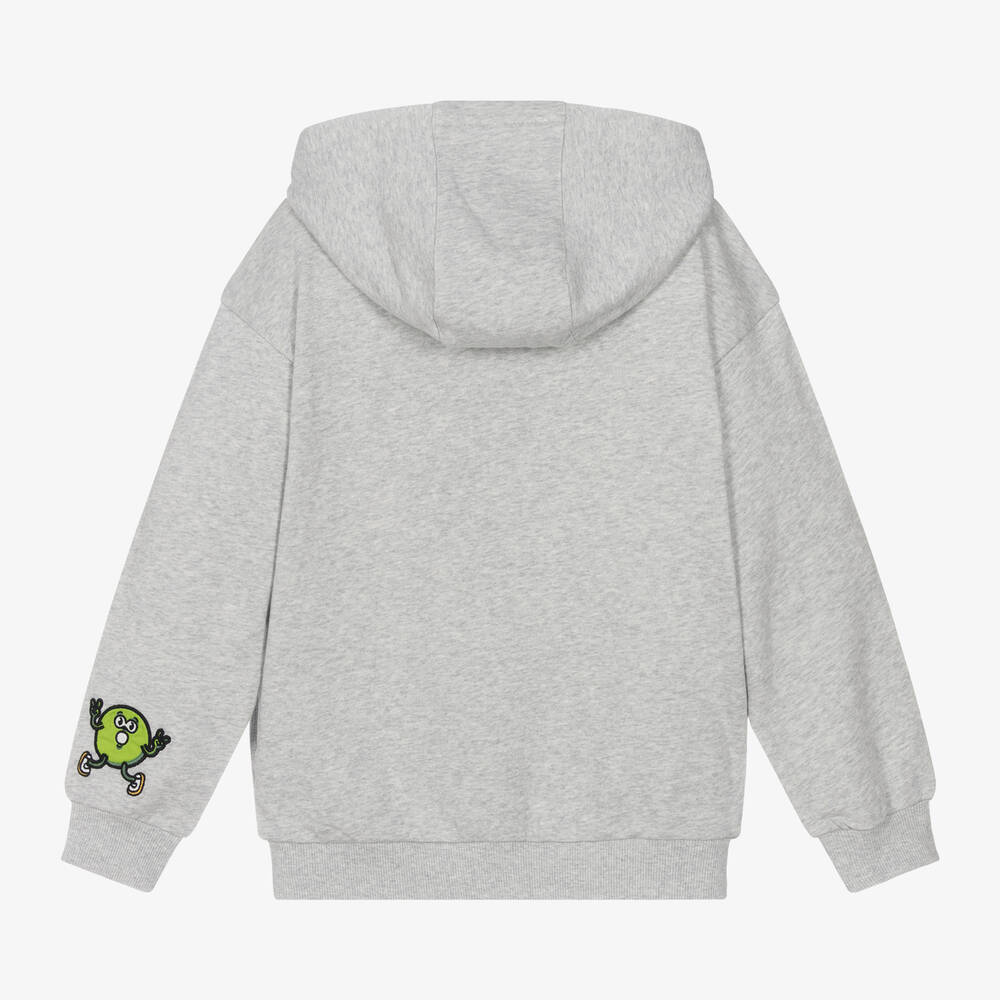 KENZO KIDS Teen Boys Grey Cotton Zip Up Hoodie