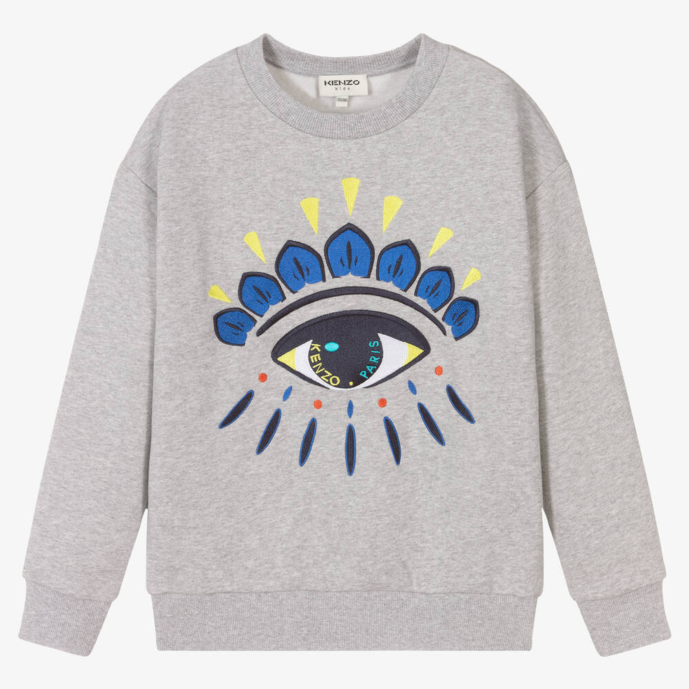 KENZO KIDS - Graues Teen Sweatshirt mit Augen-Motiv (J) | Childrensalon