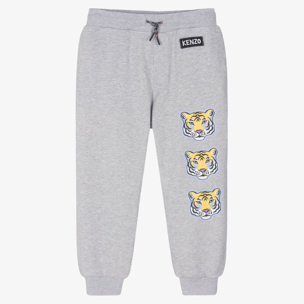 KENZO KIDS - Teen Boys Grey Marl Logo Joggers | Childrensalon