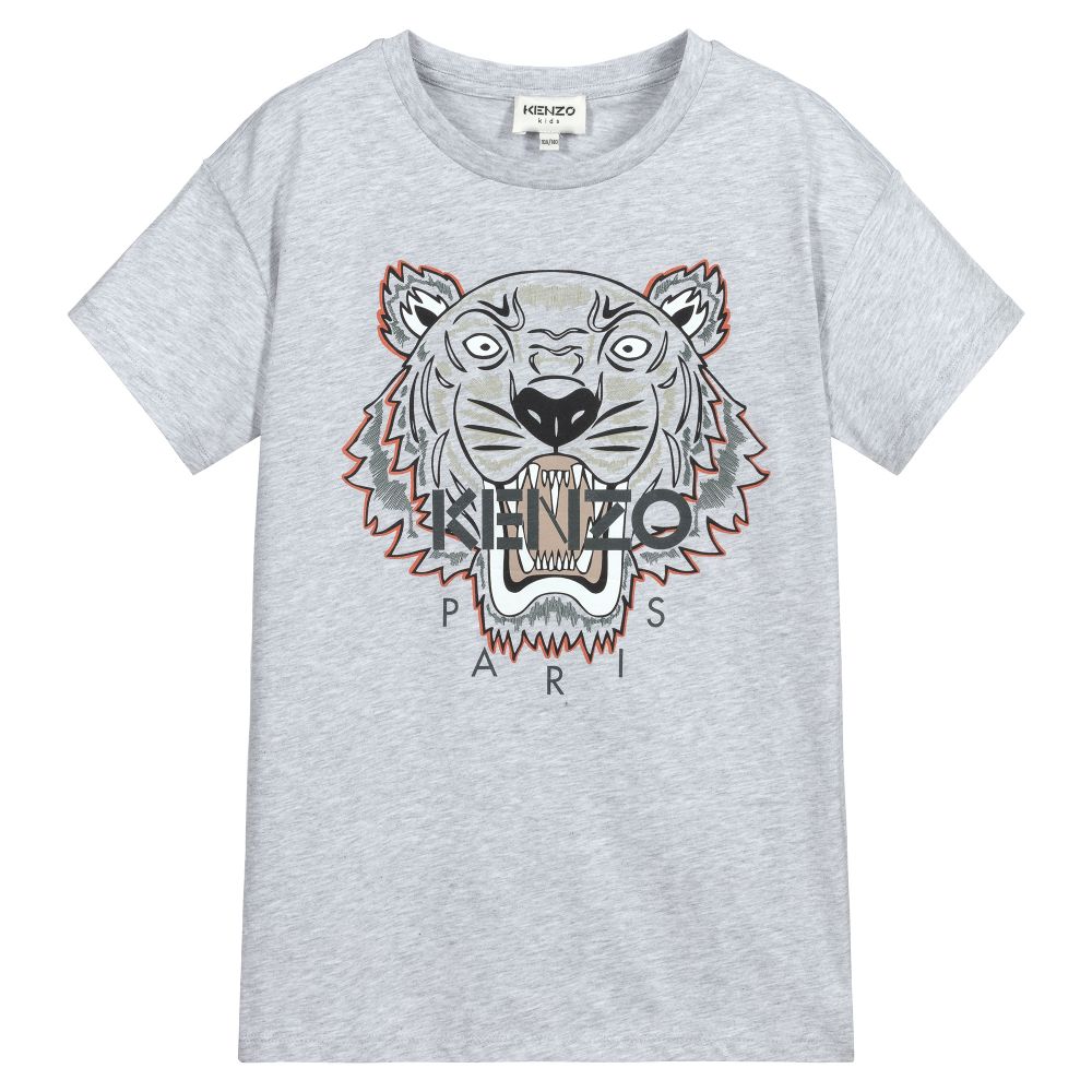 KENZO KIDS - Graues Teen T-Shirt mit Tiger (J) | Childrensalon