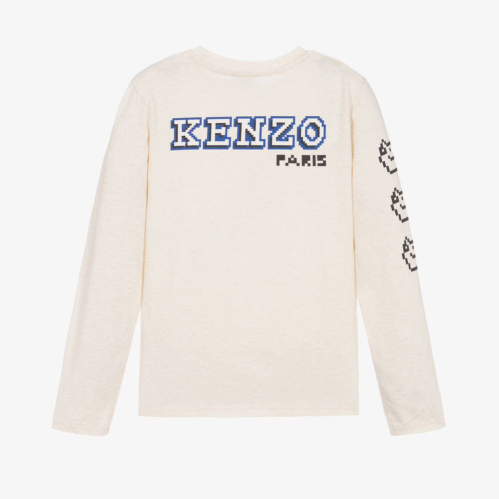 KENZO KIDS-توب بطبعة مالتي أيكونيكس قطن لون عاجي | Childrensalon Outlet