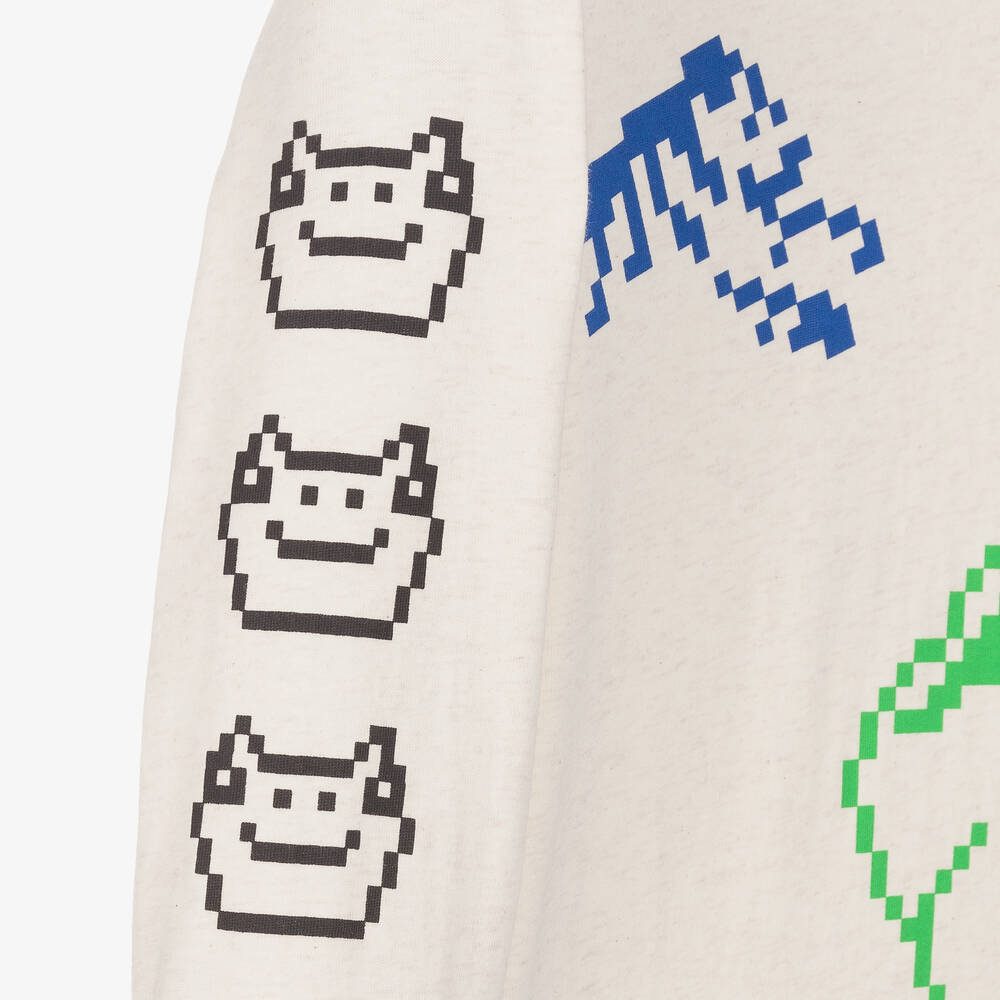 KENZO KIDS-توب بطبعة مالتي أيكونيكس قطن لون عاجي | Childrensalon Outlet